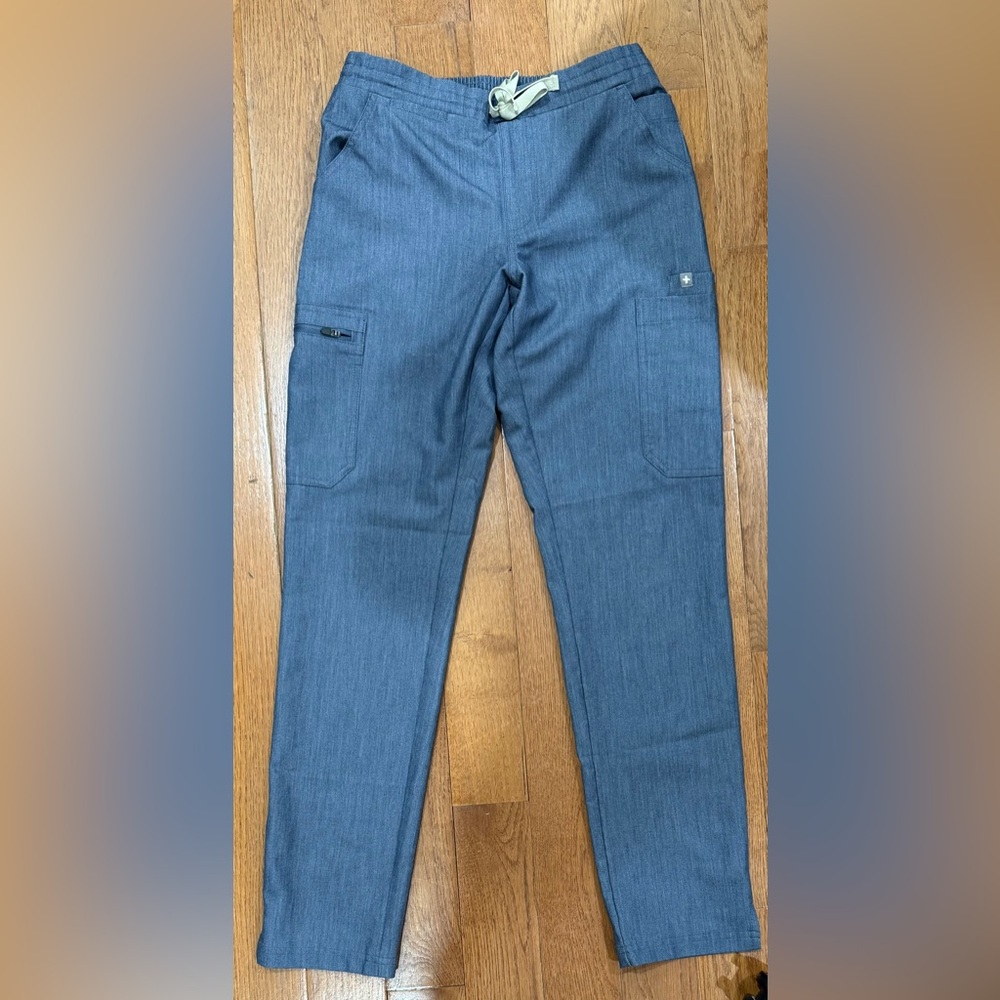 Figs womens heathered denim skinny leg scrubs pants